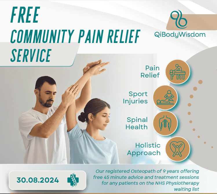 Free Osteopathy Treatments, Swanley Dartford. back pain, shoulder pain